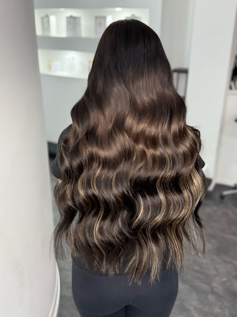 Brunette balayage hair extensions result